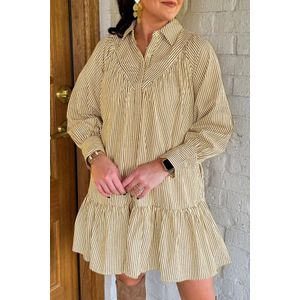 Gestreepte Laagjes Lange Mouwen Jurk