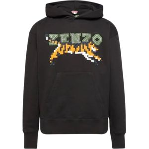Kenzo - Hoodie - Zwart - Digitale Tijgerontwerp