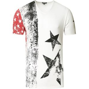 Rusty Neal - T-shirt - V-hals - Gebruikte Look - 100% Katoen