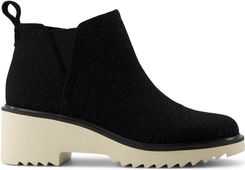 TOMS - Maude - Dameslaarzen - Glinsterende Zwarte Keperstof