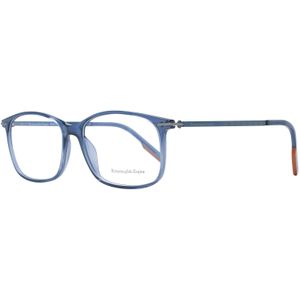 Ermenegildo Zegna - Blauwe Rechthoekige Optische Monturen - Blauw - Plastic - Titanium - Full-rim Design