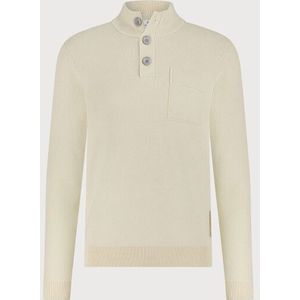 Blue Industry - Gebreide Trui - Beige - Half Zip - Knopen