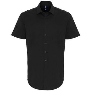 Premier Heren poplin stretch overhemd met korte mouwen