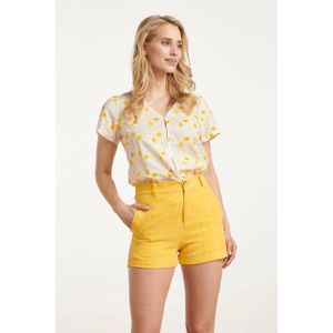 Smashed Lemon - 25016 - Katoenen Blouse - Wit - Met Citroen Borduursels