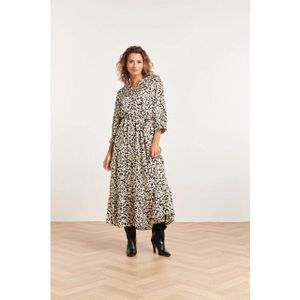 Smashed Lemon 23807 grafische bladerprint v-hals jurk |