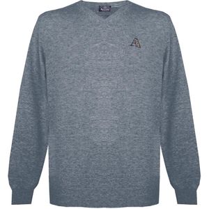 Aquascutum - Knitwear Jumper - Grijs - Heren - Lange Mouwen - V-hals