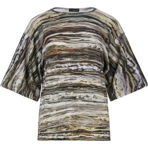 Oversized T-shirt - Aardetinten - Met Textuur en Brei-effect