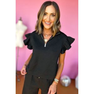 Getextureerde Twee-delige Set Met Rimpel Mouwen