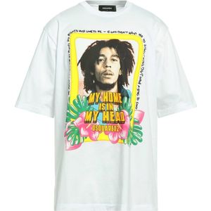 Dsquared2 - Bob Marley Skater T-shirt - Wit - Katoen