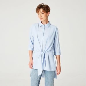 Lang Shirt - Geknoopte Panelen - Androgyne Stijl - 3/4 Mouwen