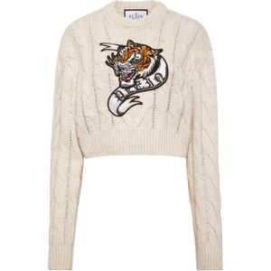 Philipp Plein - Pullover Round Neck Tattoo - Wollen Trui - Wit