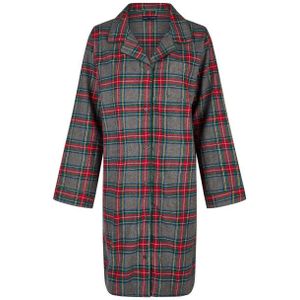 Happy Shorts Dames nachthemd lange mouw flanel rood/grijs geruit