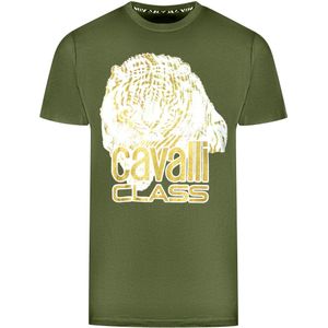 Cavalli Class - Militair Groene Tiger Head Tee - T-shirt - Heren - Katoen