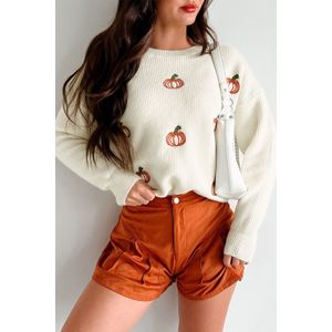 Pompoen Geborduurde Trui