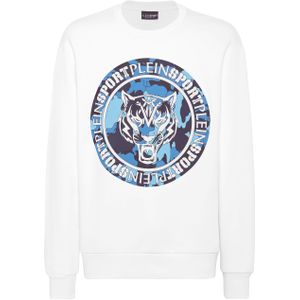 Plein Sport - Sweatshirt LS Carbon Tiger - Fleece Trui - Wit - Heren