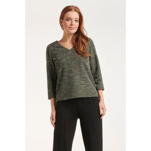 Smashed Lemon - Textuur Top - Groen - V-hals - Losse Pasvorm