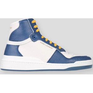 Saint Laurent Kalfsleer mid top sneakers wit/