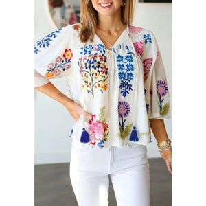 Bloem geborduurde tassel top