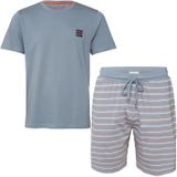 Phil & Co Heren shortama korte pyjama katoen grijs