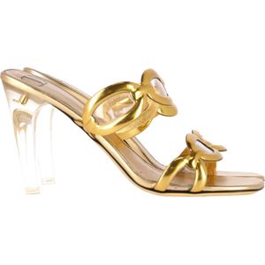 Valentino Chain 1967 110mm Muiltjes in Gouden Leer