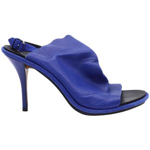 Balenciaga Handschoen Slingback Hakken in Blauwe Leer