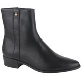 Tommy Hilfiger - TH LEATHER POINTY ZIP BOOTIE - Enkellaarsjes - Zwart