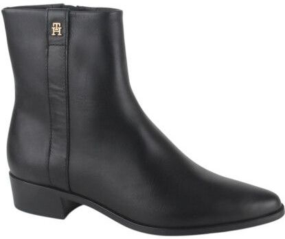 Tommy Hilfiger - TH LEATHER POINTY ZIP BOOTIE - Enkellaarsjes - Zwart