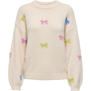 Only Onlbrunhilda life ls bow o-neck knt ecru dessin
