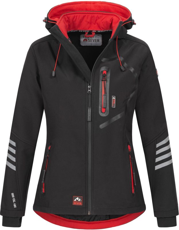 Arctic Seven - Softshelljas - Zwart-Rood - Dames