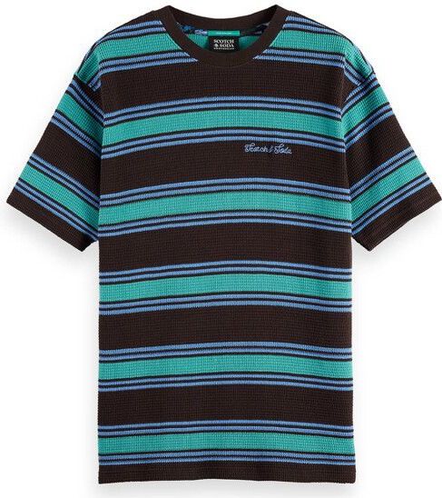 Scotch & Soda - Relaxed Fit Chunky Waffle Stripe - T-shirt - Korte Mouwen