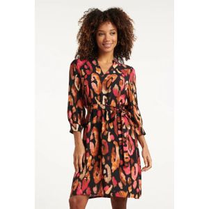 Smashed Lemon Roze en zwart dierenprint jurk |