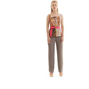 Conquista - Mouwloze Top - Ruches - Nauwsluitend - Vloeiende Print