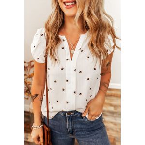 Gestippelde Puff Sleeve Blouse