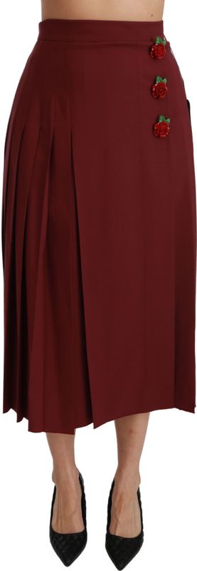 Dolce & Gabbana Rode geplooide maxi wollen rok met hoge taille voor dames