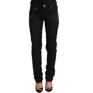 Just Cavalli Dames Zwarte Mid Waist Versierde Skinny Jeans