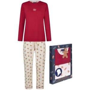 Happy Shorts - Kerst Pyjama Set - Rood/Off-White - Shirt en Broek - Dames