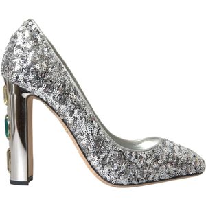 Dolce & Gabbana - Pumps - Grijs - Zilveren Paillet Kristal Hakken