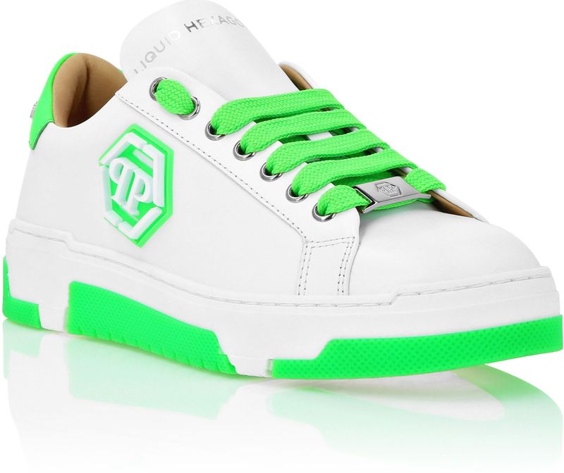 Philipp Plein - Leather Lo-Top Sneakers Hexagon - Wit - Unisex
