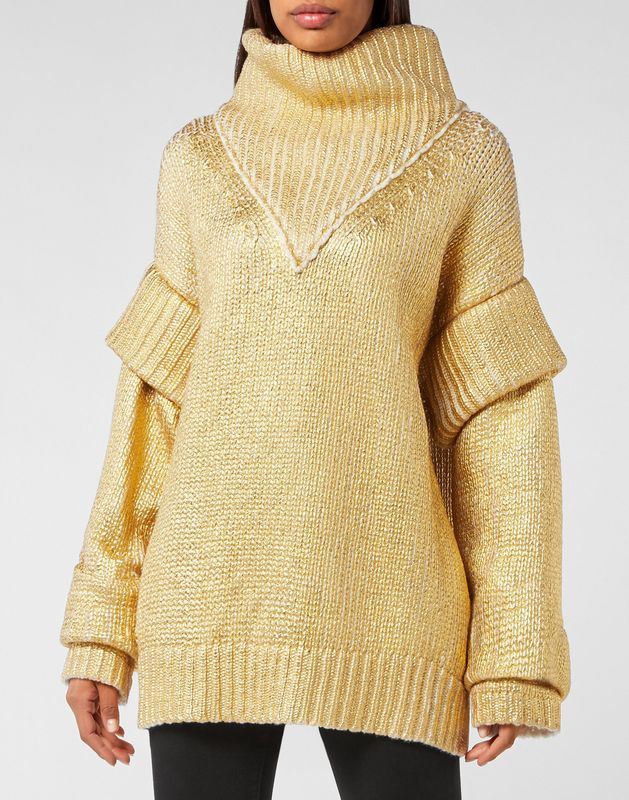 Philipp Plein - Maxi Pullover Hexagon - Geel - Coltrui - Wol