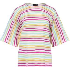 Crop tops - Gestreepte Oversized Top - Meerkleurig - Katoenen Ripstop - Ellebooglange Mouwen