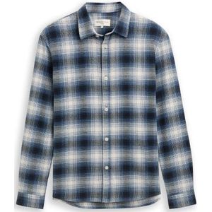Tom Tailor - Relaxed Checked Shirt - Diepblauw met Groene Ruit - Overhemd