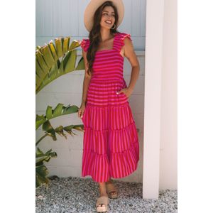 Gelaagd Gestreept Maxi Jurk