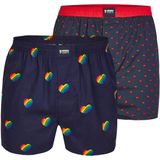 Happy Shorts 2-pack wijde boxershorts regenboog hartjes + hartjes