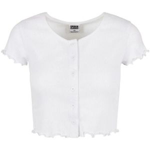 Urban Classics Dames ribbed button-down crop top