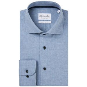 Michaelis Licht geweven overhemd met donkere knopen