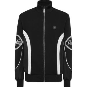Philipp Plein - Jersey Jogging Jacket LS Racing Club - Fleece Jack - Zwart