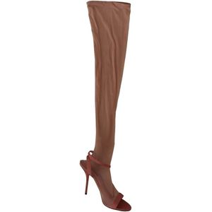 Dolce & Gabbana - Hakken Sandalen - Roze - Leer, Tule Stretch