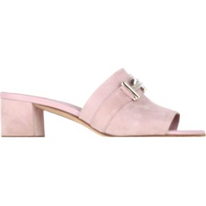 Tod's Double T Gesp Slide Sandalen in Roze Suède
