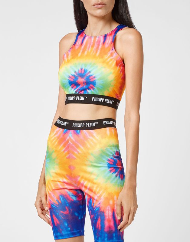 Philipp Plein - Tie Dye - Cropped Tanktop - Veelkleurig - Jersey van Viscose
