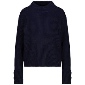 monari - Trui - Navy - Gebreid - Opstaande Kraag - Lange Mouw